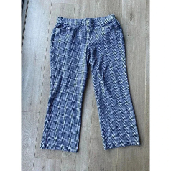 Lane Bryant 18/20 Black & White Plaid Hi Rise Stretch Wide Leg Pants Pockets - Picture 2 of 6